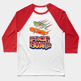 Cute and funny red eyed tree frog using a frog board to fly with leaping from skateboards tee Baseball T-Shirt